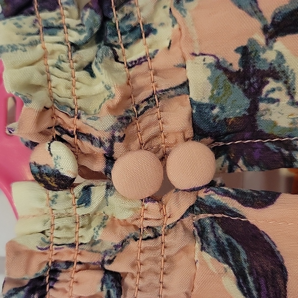 EUC Anthropologie Long Sleeve Floral Smocked Mini Dress Size S - Picture 9 of 13